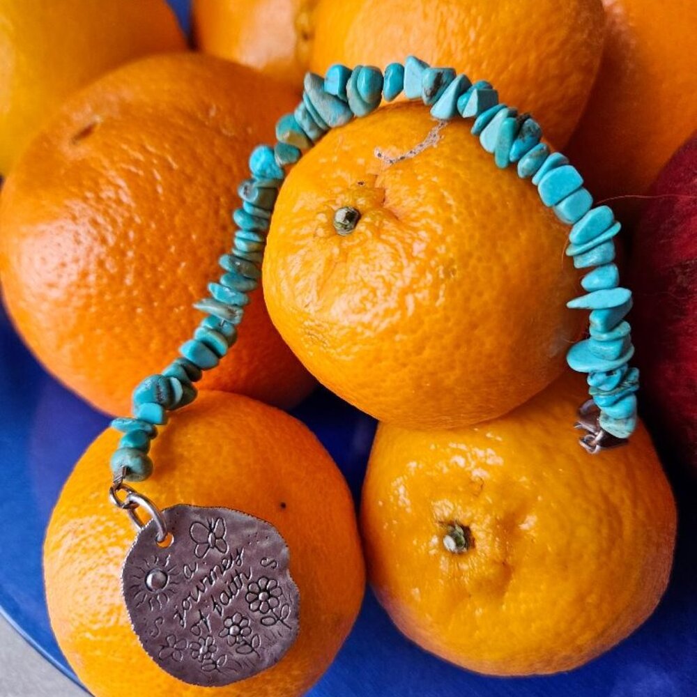 SS Turquoise Journey of Faith Bracelet by Peyote Bird - Picture 7 of 14